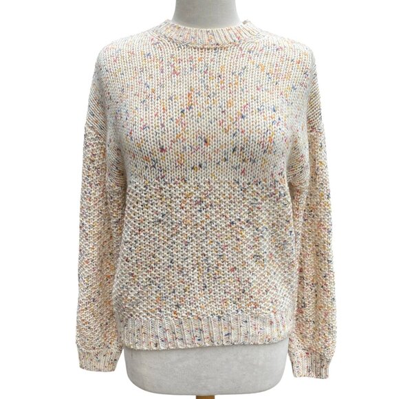 Gap Chunky Wool Rainbow Confetti Sweater Wm Sz M Pastel Mixed Stitch Feminine - Picture 1 of 11